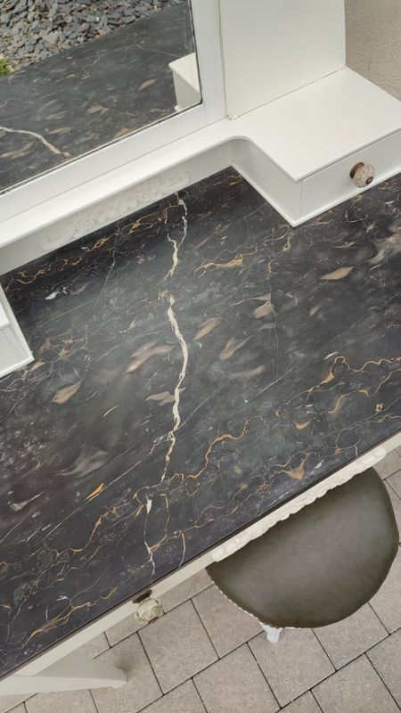 Marble top dressing table with stool