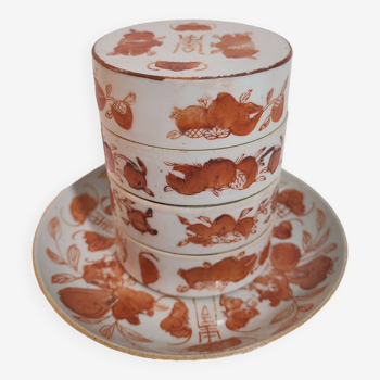 Boite en Porcelaine Rouge de Fer / 1912-1949 Chine / Shou Chinois