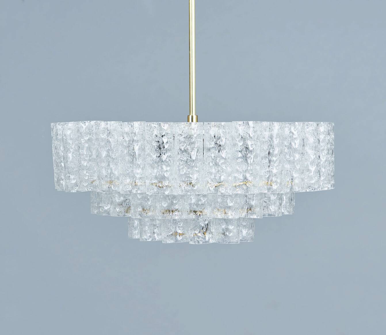 Glass and Brass Chandelier from Doria Leuchten, 1960s