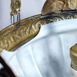 Lámpara de techo "Art Nouveau" de latón y cristal.  España, 1930s.