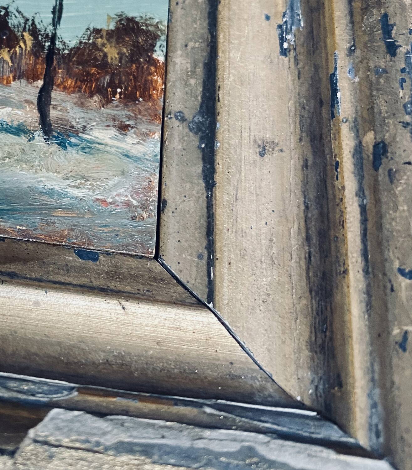 Miniature painting 1900 "Winter walk"