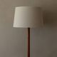 Lampe de sol en teck vintage avec abat-jour en tissu, années 1960-70.