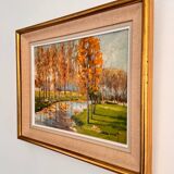 Oil on hardboard, landscape signed Pierre Douet