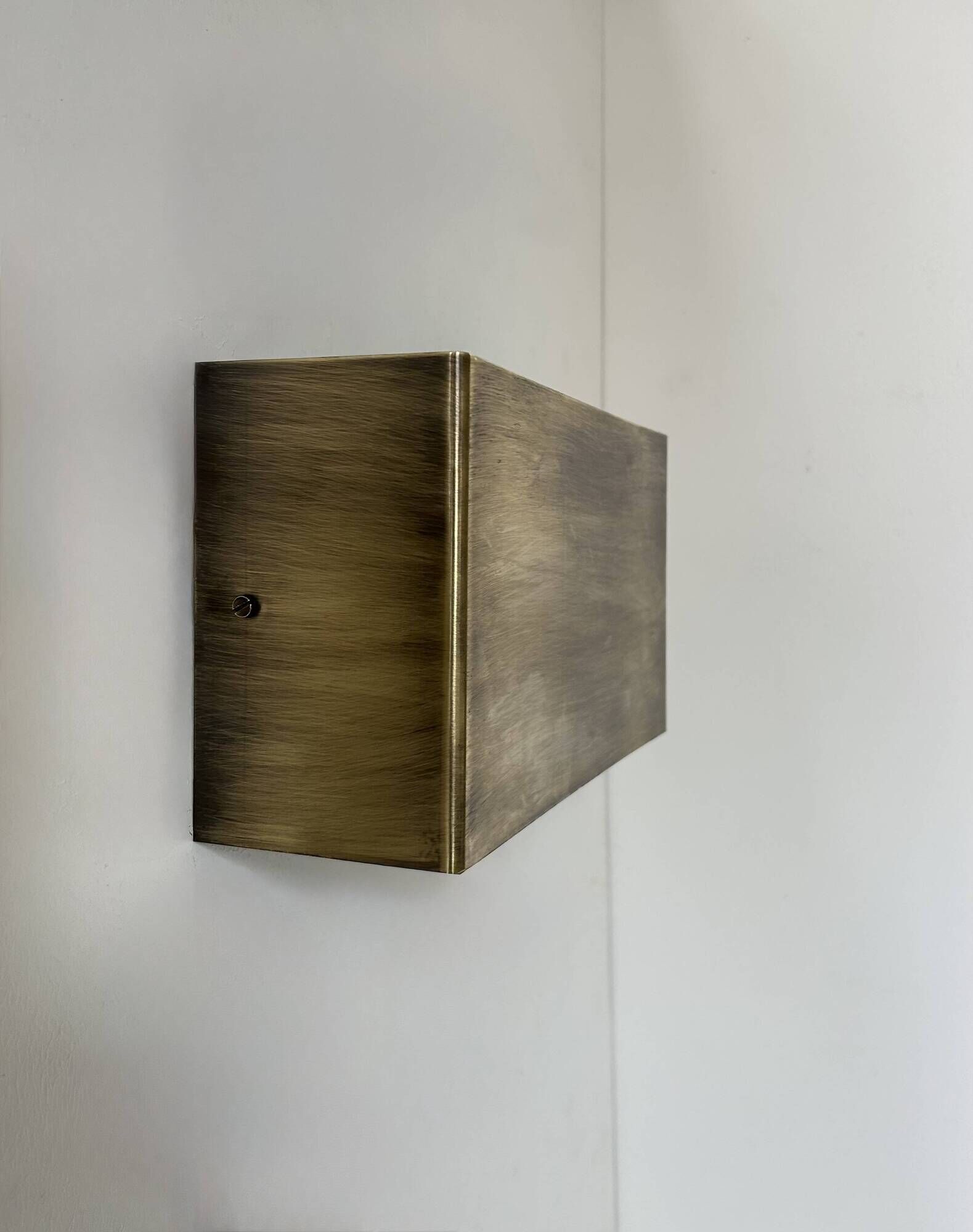 Pair of vintage wall lights, patinated brushed brass, France, 1970