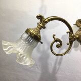 3-light chandelier in bronze and glass tulips