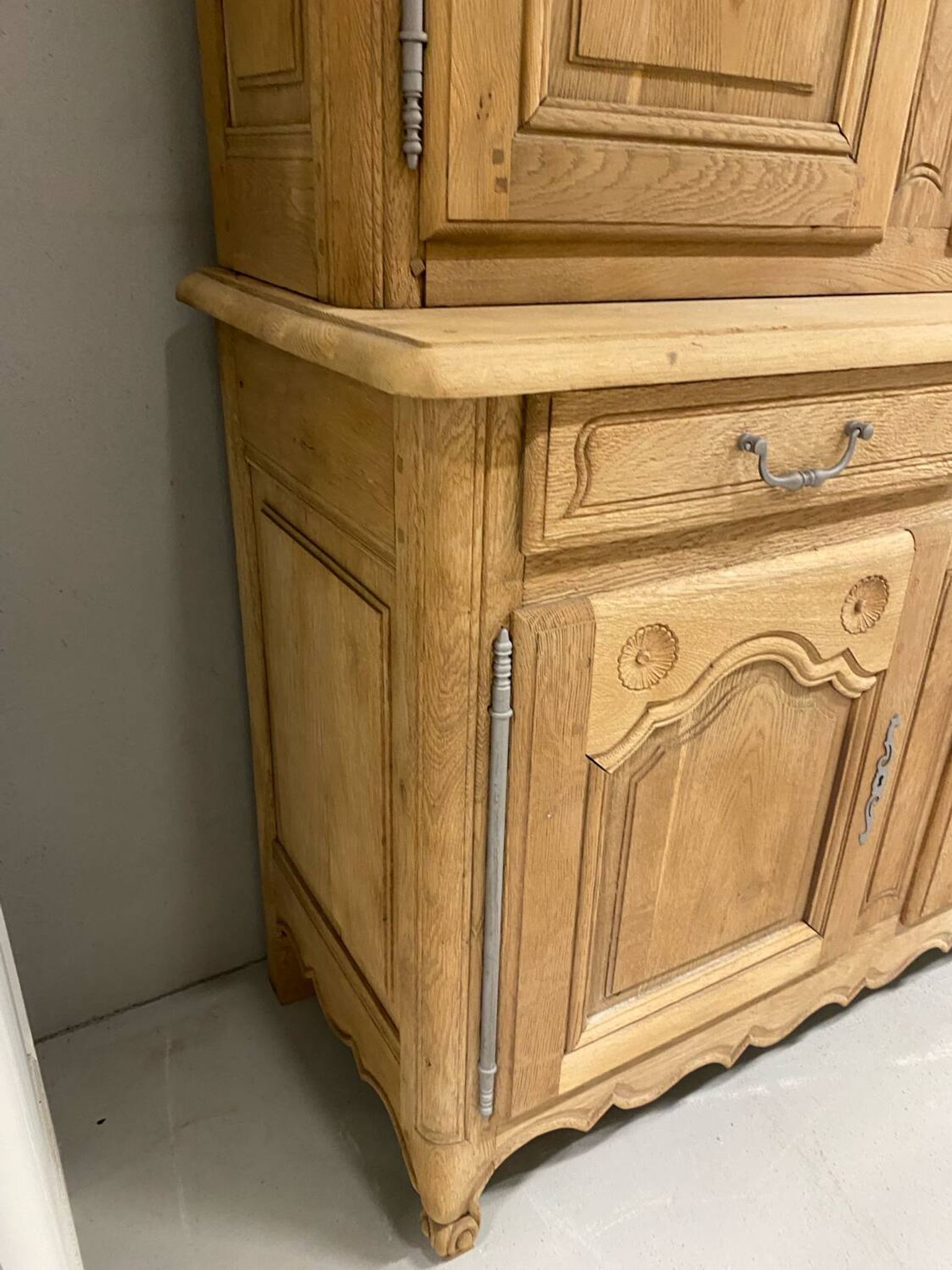 Louis XV style two-part buffet in raw wood