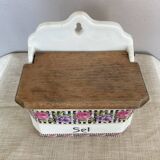 Earthenware salt cellar with rose decoration, made in Czechoslovakia, early 20th century