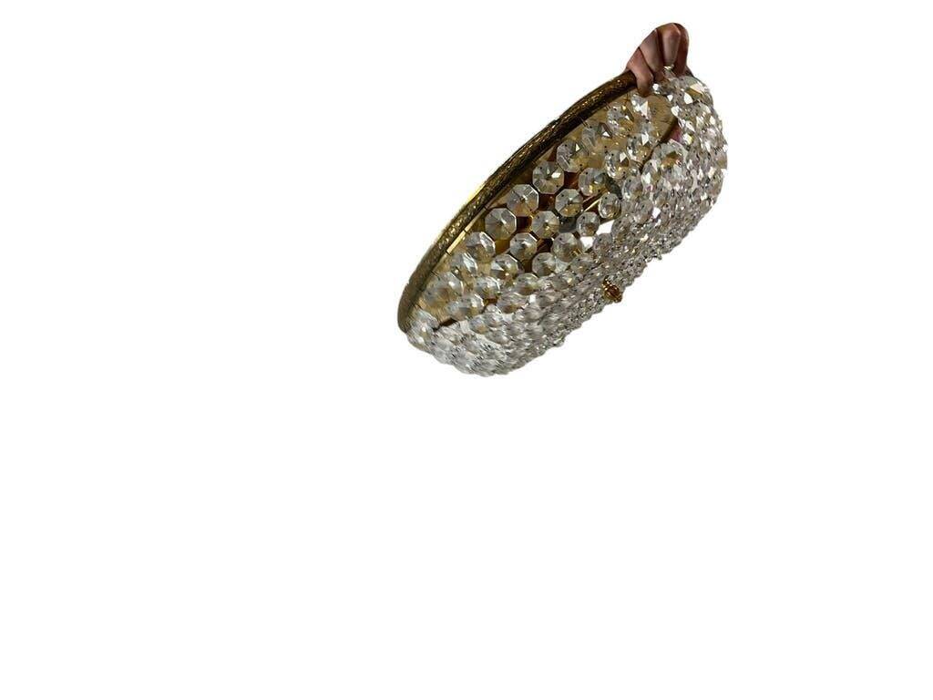 Vintage brass ceiling light/suspension with crystal.