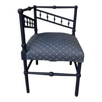 Antique corner armchair, midnight blue