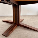 Old inlaid wood table designed by Dieter Waeckerlin Idealheim from the 60s, extendable