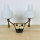 Double opaline wall light and brass from the 1950s, Lunel, Arlus.