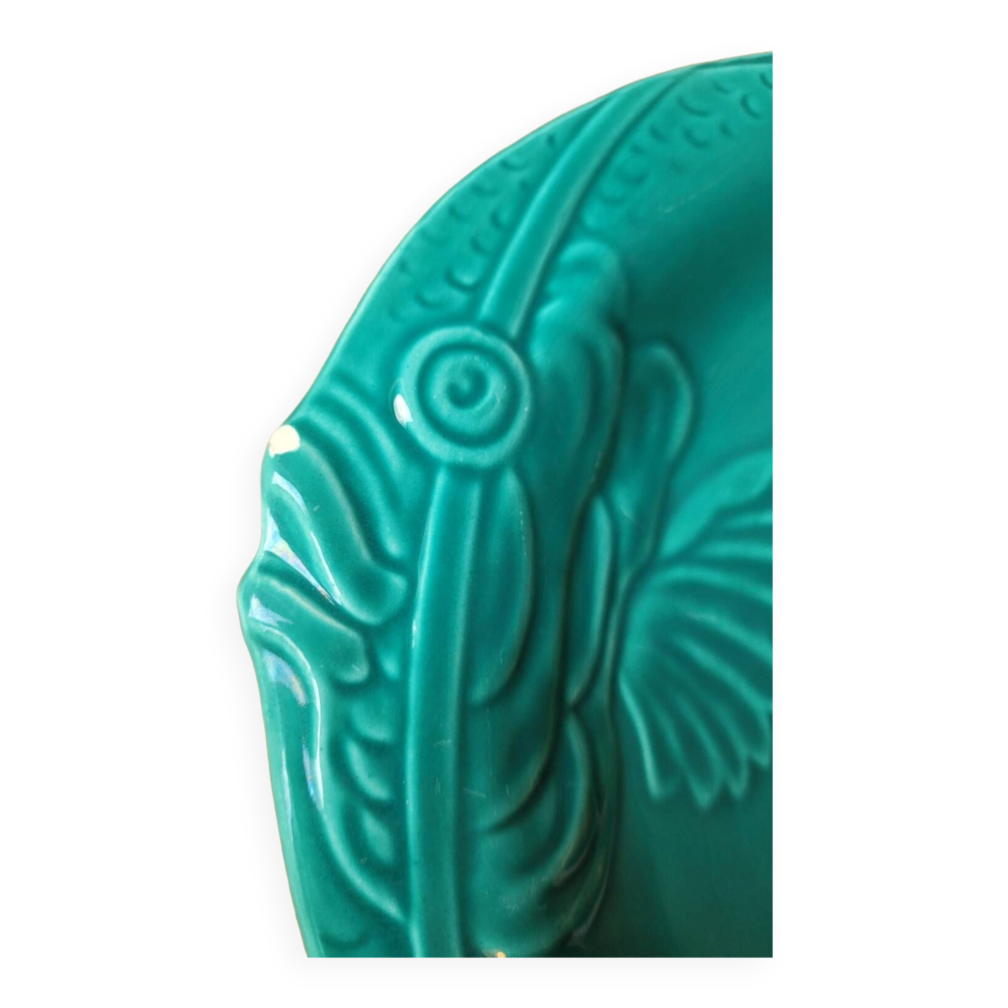 Set of 6 green fish slip plates