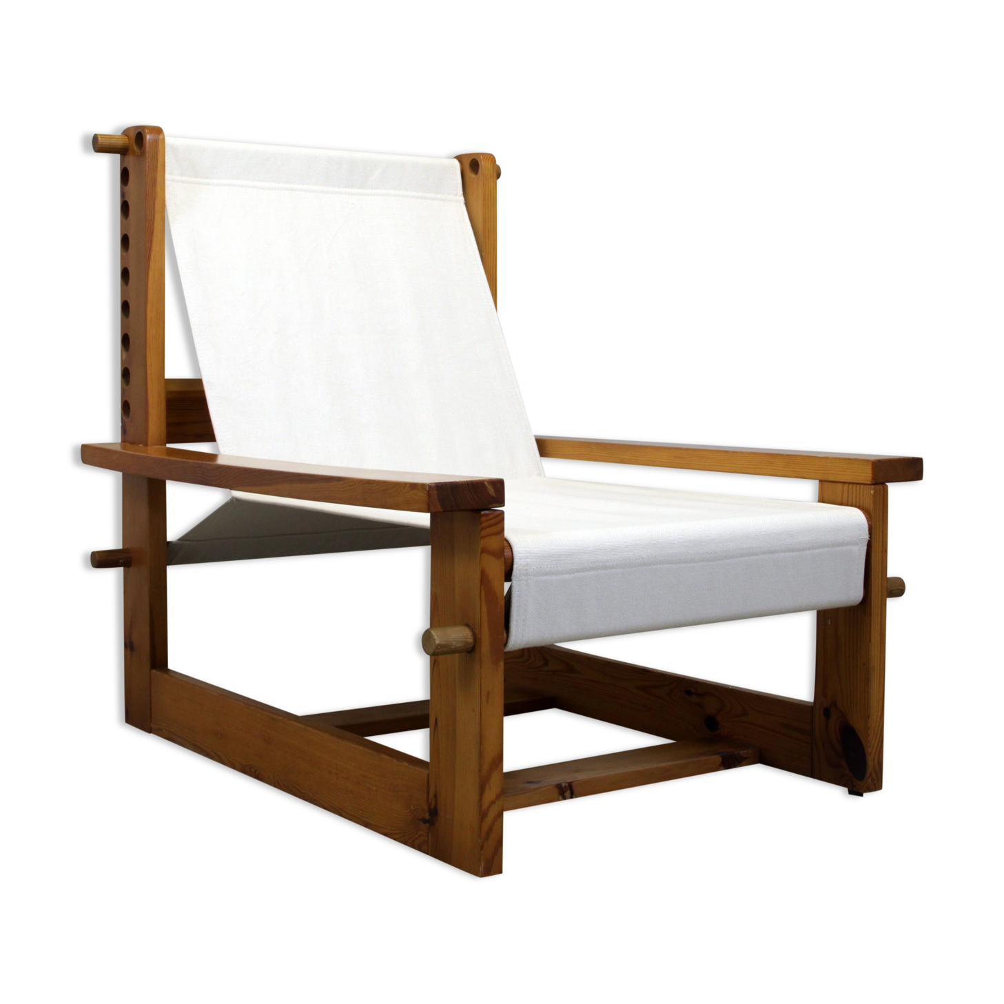 Italian brutalist pine sling chair