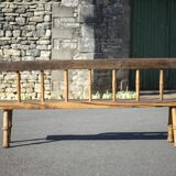 Large vintage wooden bench, old wooden bench, handcrafted bench, brutalist, entrance hall