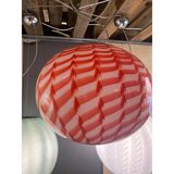 Contemporary Red and White Sphere Pendant in Glass