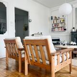 Pair of pine armchairs, 1980s, Sweden