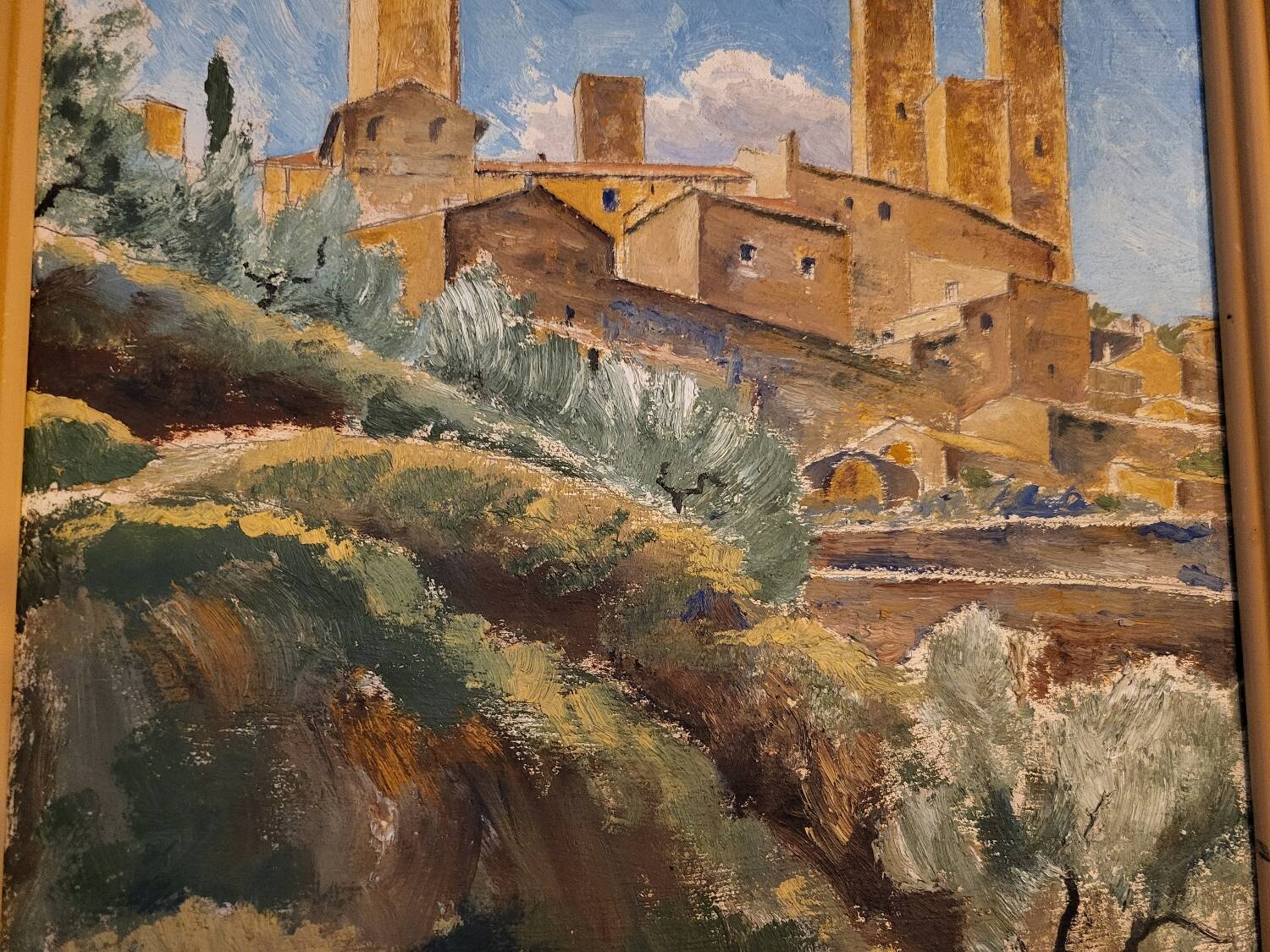 Oil painting by Hans Lindén /1938/ San Gimignano Italy
