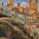 Oil painting by Hans Lindén / 1938 / San Gimignano, Italy