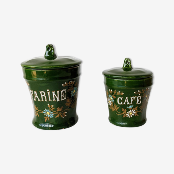 Spice pots enamelled floral decoration