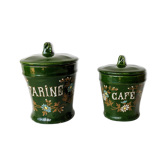 Spice pots enamelled floral decoration