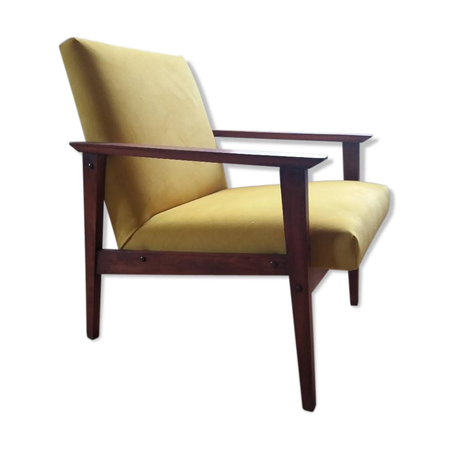 Pair of redone chairs with nine yellow velvet