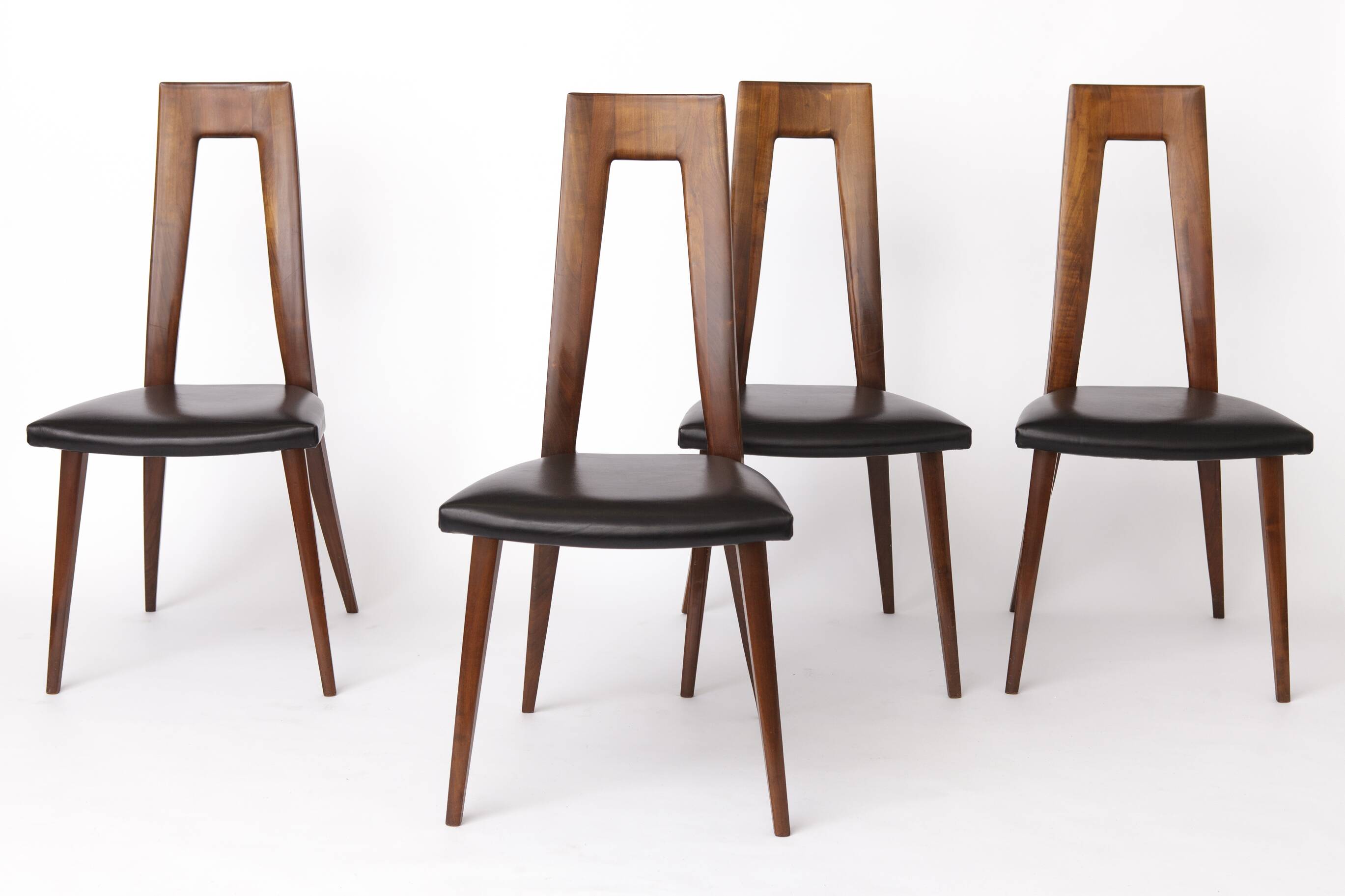 Set of 4 Vintage German Dining Chairs, 1960s, Ernst Martin Dettinger, Veil