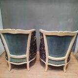 Pair of large Louis XV style bergere chairs