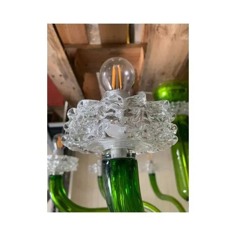 Green Murano Glass Chandelier with Trasparent Rostrato Boubeches from Simoe