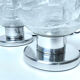 Paire de lampes de table vintage, verre structuré soufflé et chrome, annees 70
