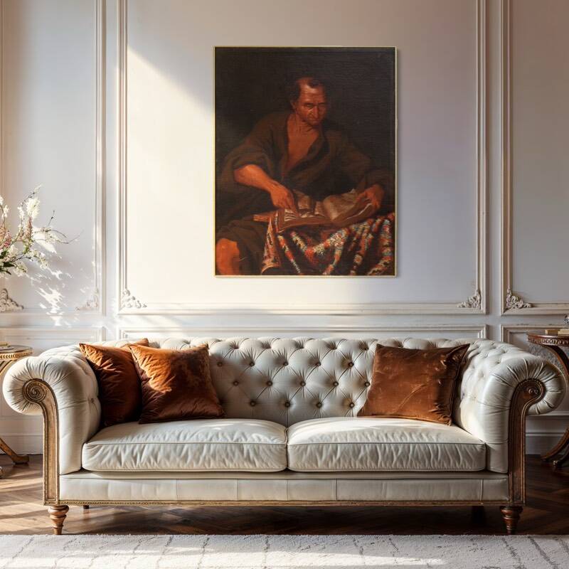 Great 17th century Italian painting, philosopher in his study