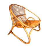 Fauteuil coque rotin 1960