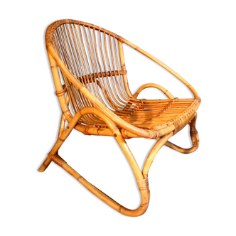 Fauteuil coque rotin 1960