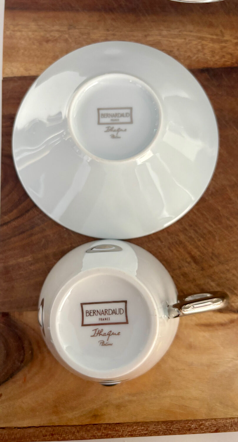 Set of 6 coffee cups and saucers by Bernardaud.