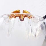 Pair of opal glass and solid wood wall lamps