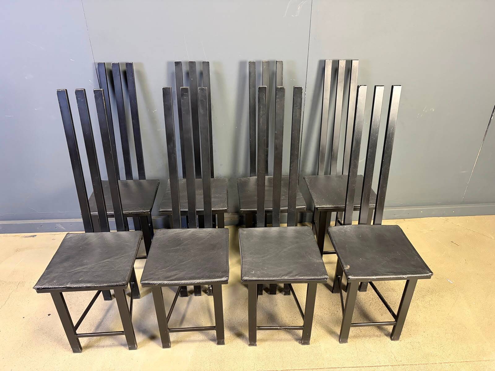 Vintage postmodern dining chairs set of 8, 1980s