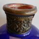 Pot vase terre cuite vernissée decor laiton