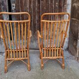Pair of vintage rattan armchairs