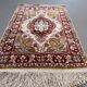 Fine Turkish Hereke silk rug 37x55 cm vintage ivory floral medallion 2540