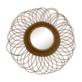 Large mirror wicker sun vintage 63cm