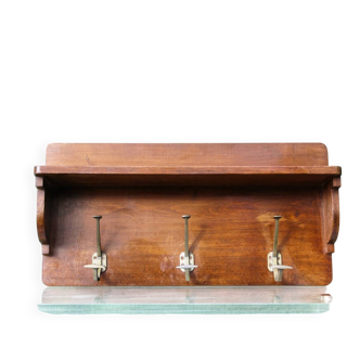 Art Deco wall coat rack, 3 hooks