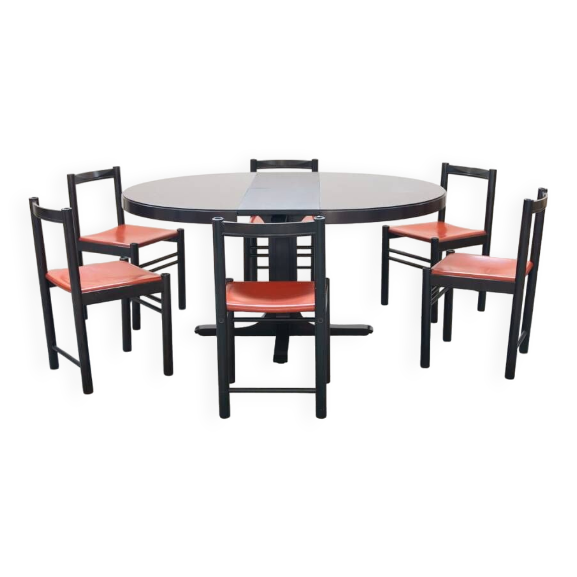 Table and 6 chairs mod. ibisco, 70's/80's