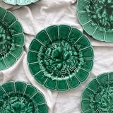 6 earthenware dessert plates in slip with vine leaves Sarreguemines