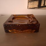 Cendrier , vide poche en verre souffle vintage 70's