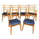 Set of 6 teak chairs and imitation black leather an 60 scandinavian design