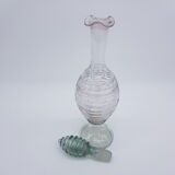 Carafe ancienne annelé irisé verre soufflé