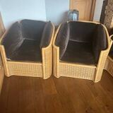 Vintage rattan sofa + 2 armchairs set from the 1970s