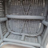 Child Wood brand rattan and wicker armchair in periwinkle blue