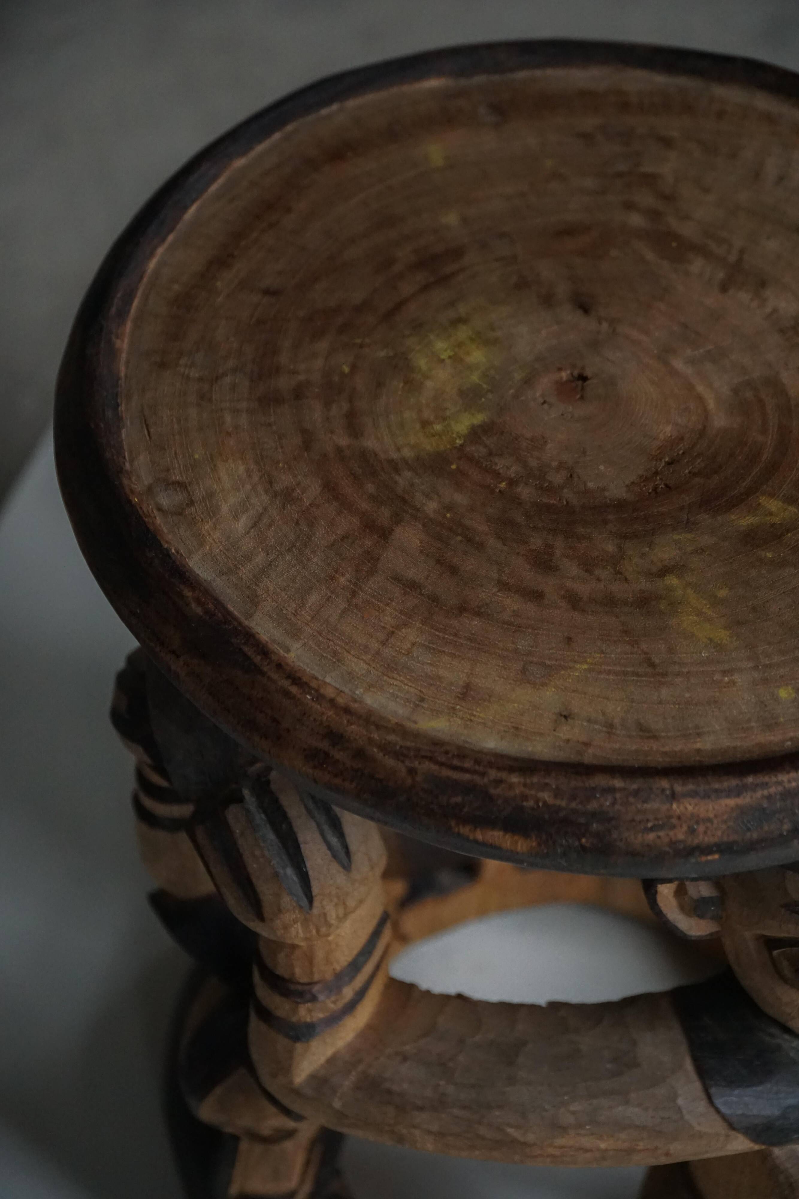 Decorative stool carved from African hardwood / Tribal art piece, mid-20th century