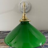 Wall lamp in green opaline and ceramic