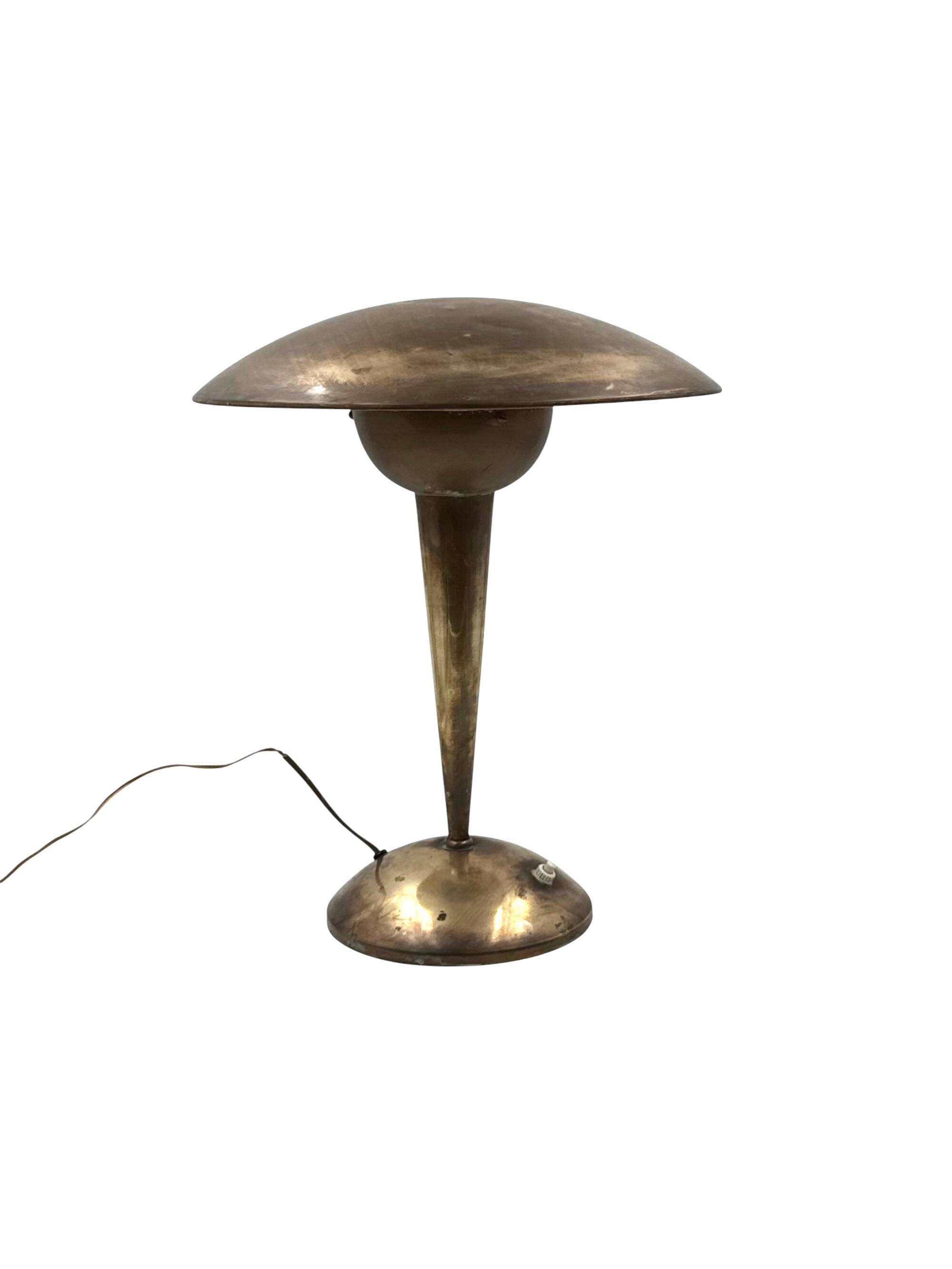 Mid-century modern brass adjustable table lamp, Italy circa 1950